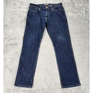 DU/ER Jeans Mens 34x32 Blue L2X Relaxed Taper Fit Stretch Denim Dark Wash